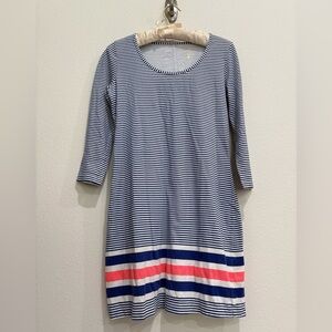 Lilly Pulitzer Women’s Blue and White Striped 100% Cotton Shift Dress, Small
